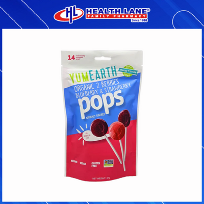 YUM EARTH ORGANIC 2 BERRIES - BLUEBERRY & STRAWBERRY 14'S